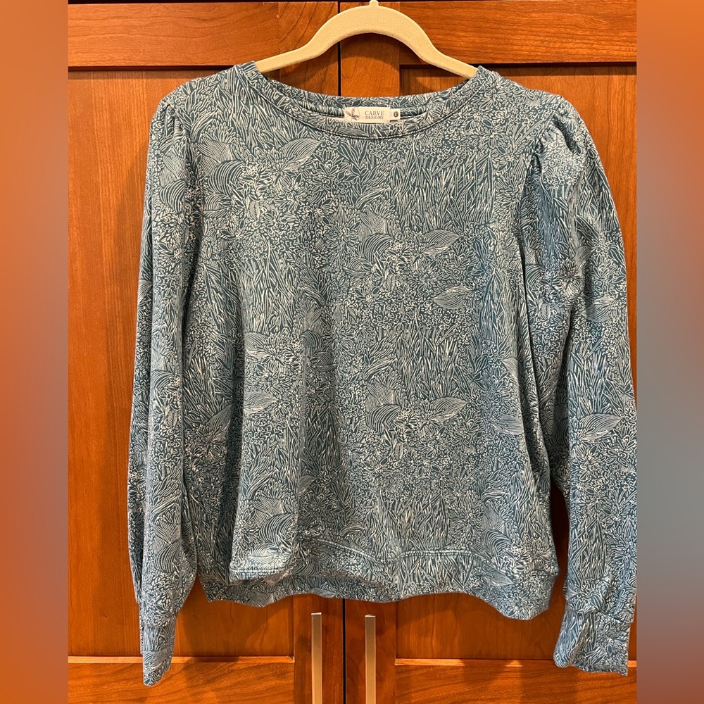 Carve Designs Blue Floral-Print Sweatshirt